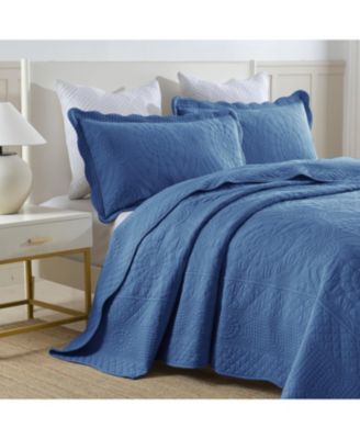 3 PCS 100% Cotton Oversized Bedspread Quilt Set Embroidery TF -King