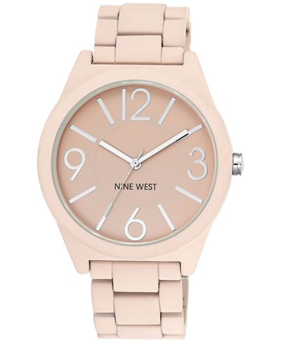 Nine West Women's Blush Pink Rubberized Bracelet Watch 42mm NW/1679PKPK