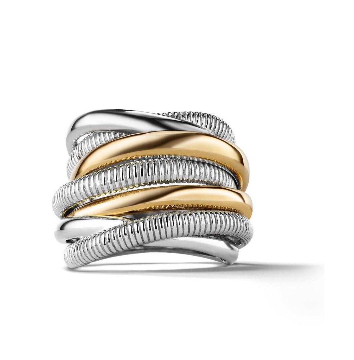 Eternity Seven Band Highway Ring with 18K Gold - Silver/gold