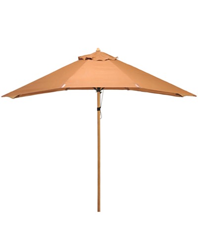 10FT Patio Wooden Market Table Umbrella Pulley w/8 Bamboo Ribs Sunshade  Canopy 