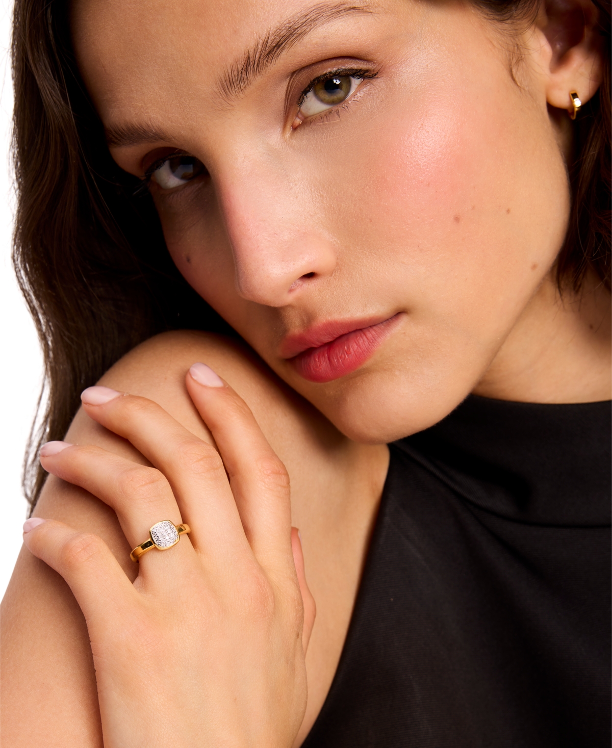 Kate Spade 23k Gold-plated Sterling Silver Lab-grown Diamond Accent Ring In Gold.