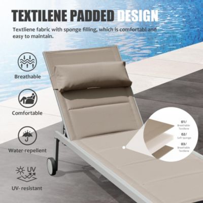 Premium Textilene Chaise Lounge Adjustable, Breathable, Rust-Resistant