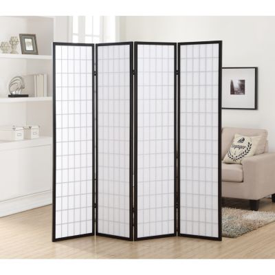 Streamdale 4 Panel Oriental Shoji Screen / Room Divider, Black