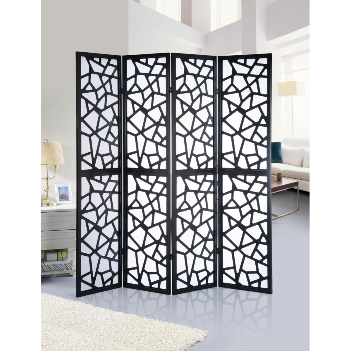 Streamdale Furniture Giyano 4 Panel Screen Room Divider, Black