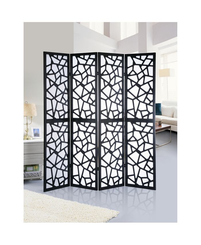 Simplie Fun Giyano 4 Panel Screen Room Divider, Black - Macy's