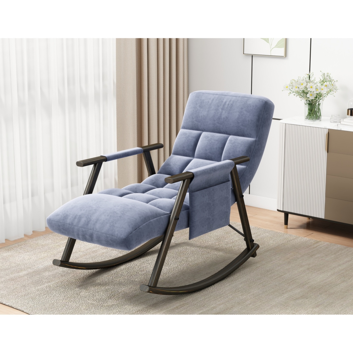 Streamdale Furniture Space-Saving, Adjustable Rocking Chair with Sturdy Iron Frame & Comfortable Cushions