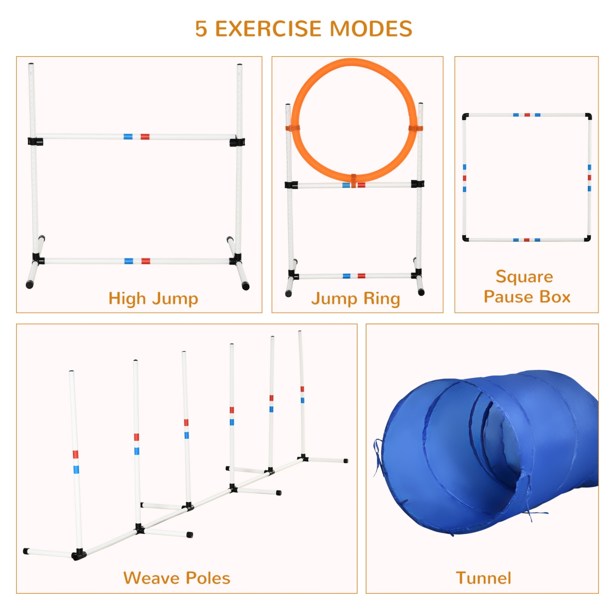Streamdale Furniture PawHut 5-in-1 Dog Agility Training Set with Sports Bag