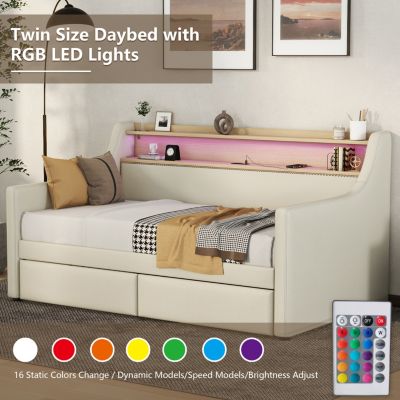 Twin Storage Daybed with USB Charging & LED
