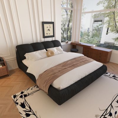 Streamdale King Upholstered Bed with Padded Headboard and Sturdy Slats