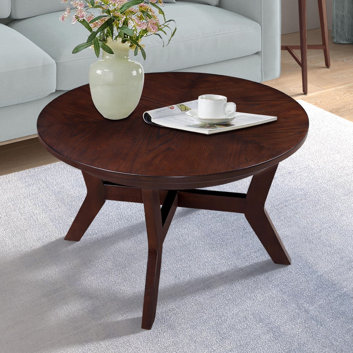 Streamdale Furniture Mid-Century Modern Solid Wood and Mdf Coffee Table with Easy Assembly