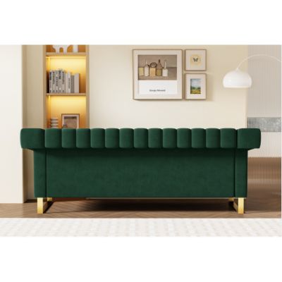 Modern Plush Sofa with Gold Accents Soft, Comfortable, and Stylish