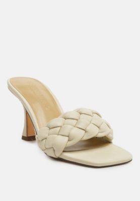 Women's Woven Strap Spool Heel Sandals