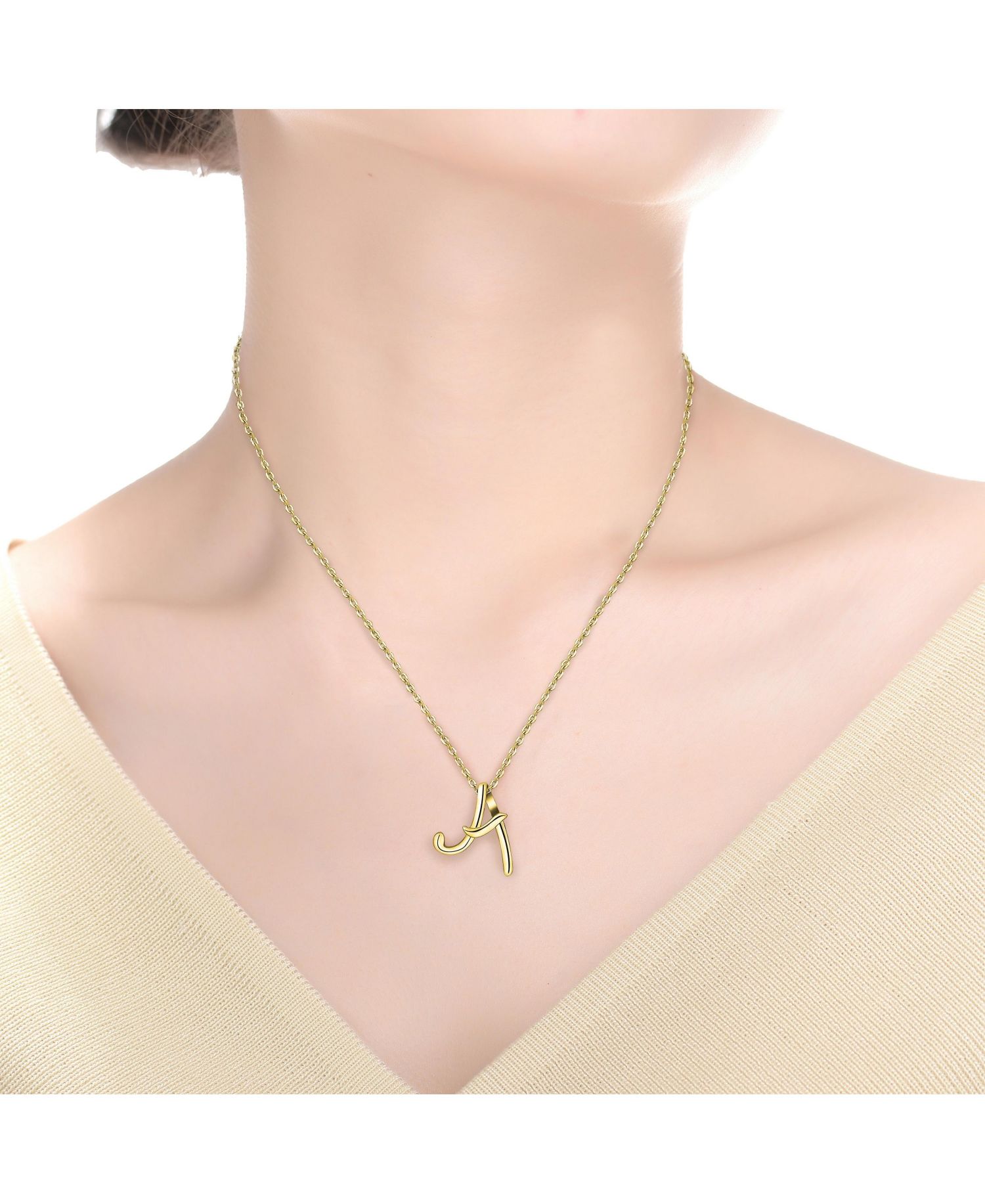 Stylish 14K Gold Plated Chic Twisted Statement Initial Necklace