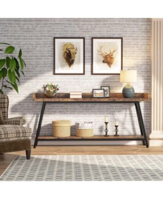70.87 inch Extra Long Console Table Behind Couch, Rustic Industrial Sofa Table for Living Room, Narrow Entryway Hallway Long Bar Table