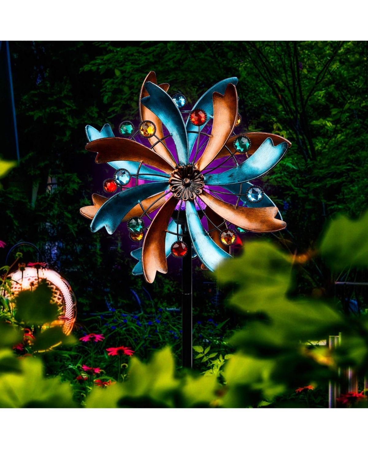 Solar Wind Spinner, 56.3 Inch Yard Decoration - Multicolor