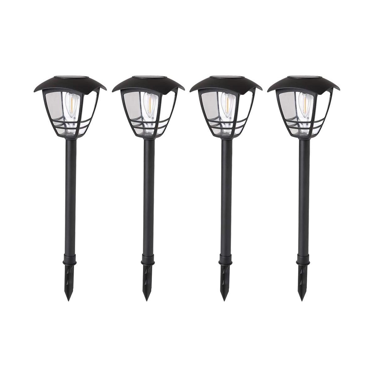 4 Pack Vintage Solar Pathway Lights - Warm white