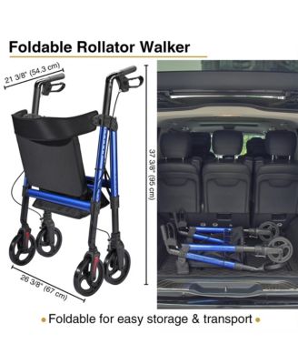 Large Medical Rollator Bariatric Rolling Walker Padded Seat Folding Aluminum