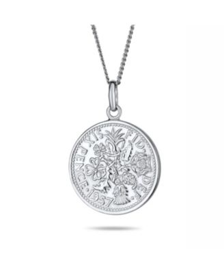 Royal Special Coin Disc Round Circle Medallion Pendant 1957 Special Queen Elizabeth Coin Necklace Sterling Silver
