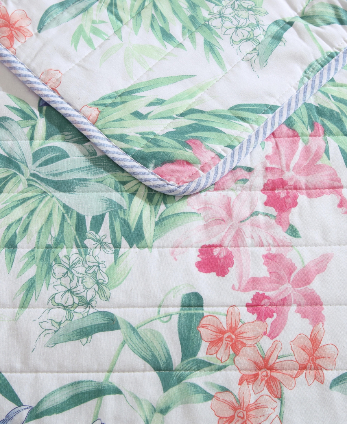 Tommy Bahama Home Island Orchid Reversible 3 Piece Quilt Set, Full/queen In Pink,blue