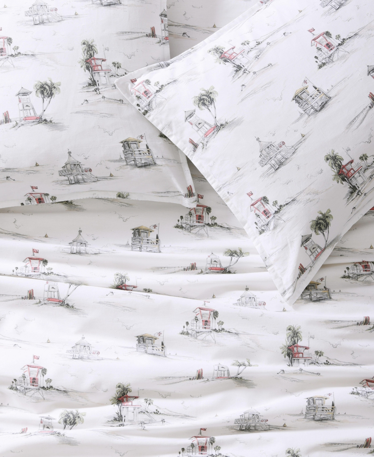 Tommy Bahama Home Beach Club Reversible 3 Piece Duvet Cover Set, -Coral Red