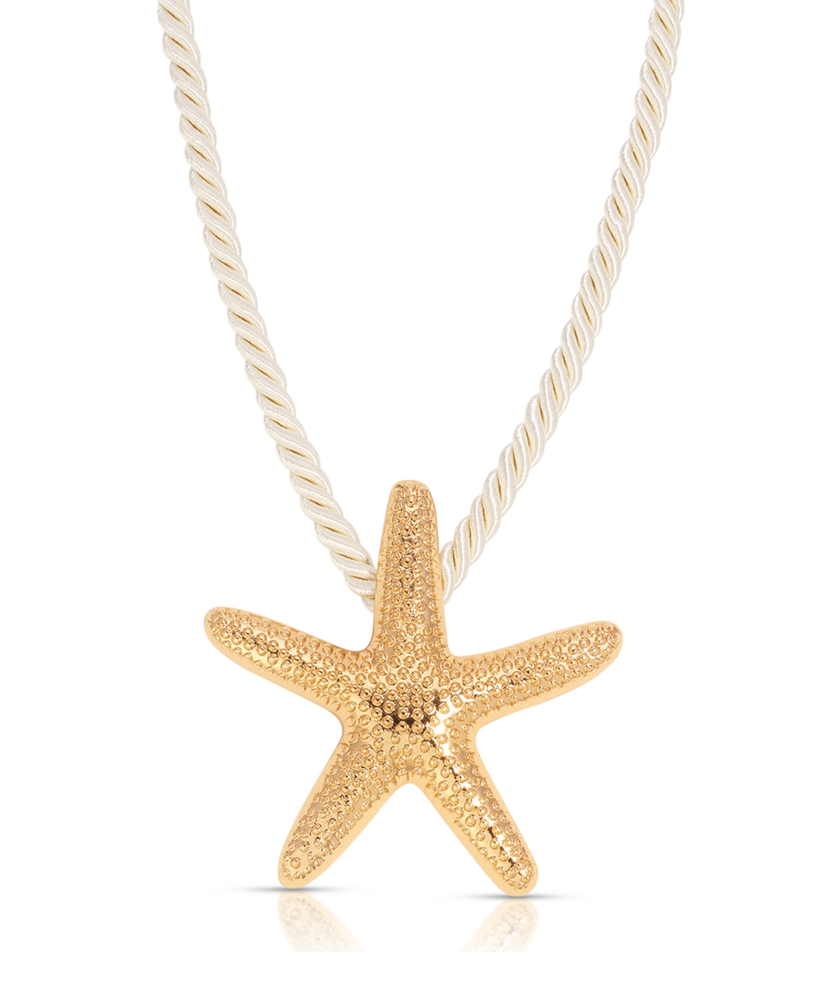 Silk Cord Starfish Pendant Necklace - Beige