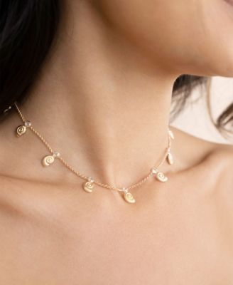 18k Gold Plated Swirled Shell Dangle Charm Necklace