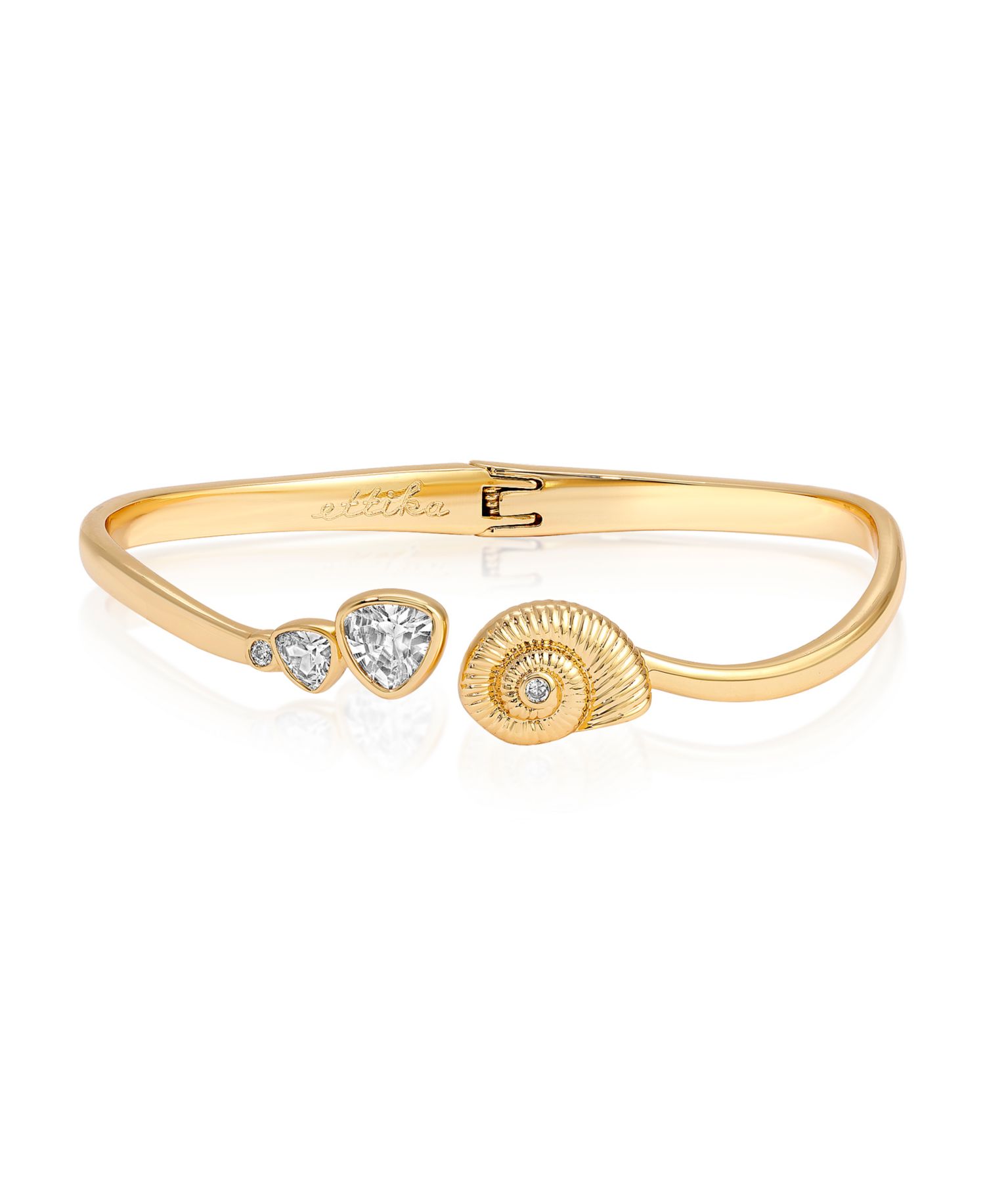 18k Gold Plated Swirled Shell Cuff Bracelet