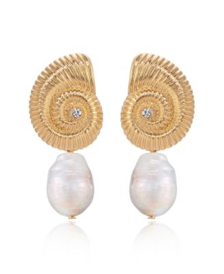 ETTIKA Swirled Shell Freshwater Cultivated Pearl Statement Earrings - Macy's
