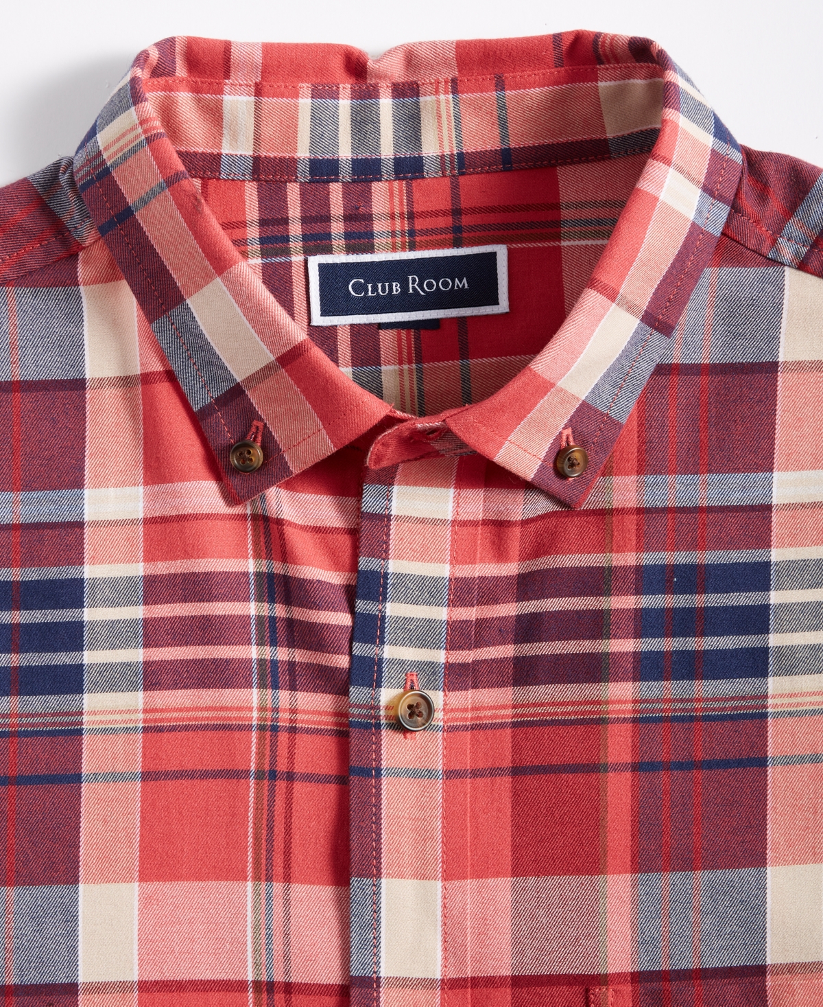 CLUB ROOM MEN'S PLAID COTTON SHIRT, CREATED FOR MACY'S 
