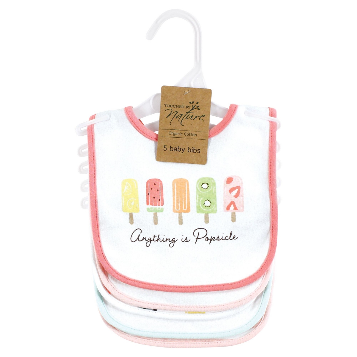 Touched by Nature Infant Girl Organic Cotton Bibs, One Size - Popsicle
