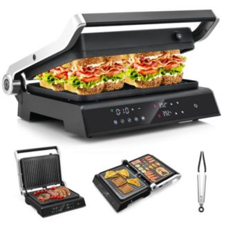 Electric Panini Press Grill Sandwich Maker with LED Display & Removable Drip Tray - Macy's