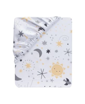 Bedtime Originals White Celestial Microfiber Baby Fitted Crib Sheet