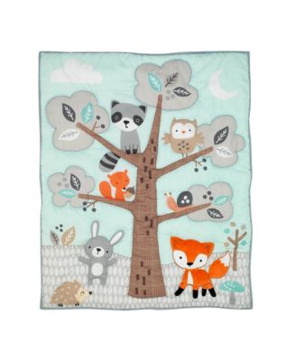 Woodland Friends Animals Mint/Gray 5-Piece Crib Bedding Set