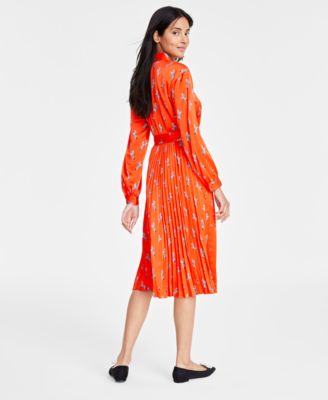 Women's Long-Sleeve Pleated Shirtdress, Created for Macy's
