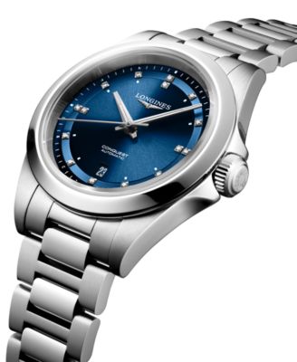 Women's Swiss Automatic Conquest Diamond (1/20 ct. t.w.) Stainless Steel Bracelet Watch 30mm