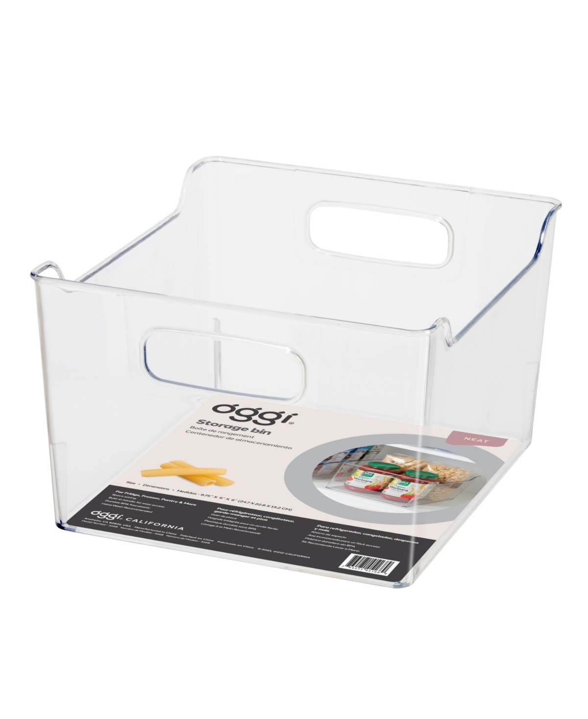 OGGI 9.75" X 9" X 6" STORAGE BIN WITH HANDLES 