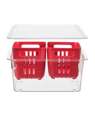 8.75" x 6.75" x 3.75" Berry Container for Fridge - Double Colander Basket