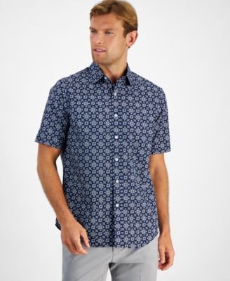 Club Room - Men's Refined Woven Geo-Pattern Shirt