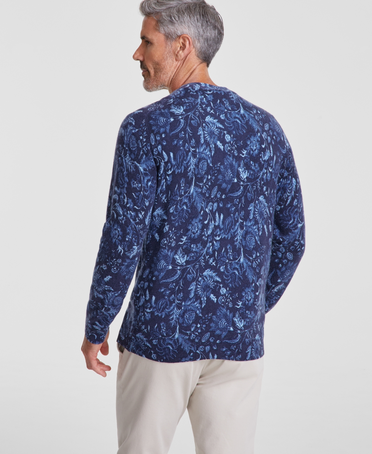 Club Room Men's Printed Cashmere V-Neck Cardigan Sweater, Created for Macy's