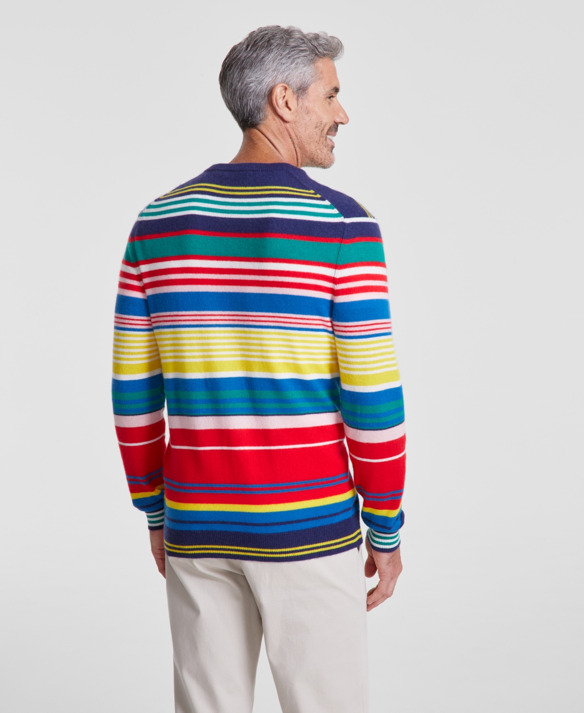 Club Room Men's Printed Stripe Cashmere Crewneck Sweater, Created for Macy's