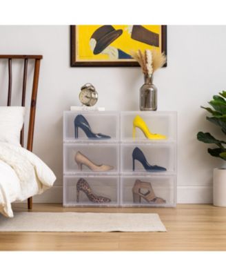 6 Pack Side Display Stackable Shoe Box