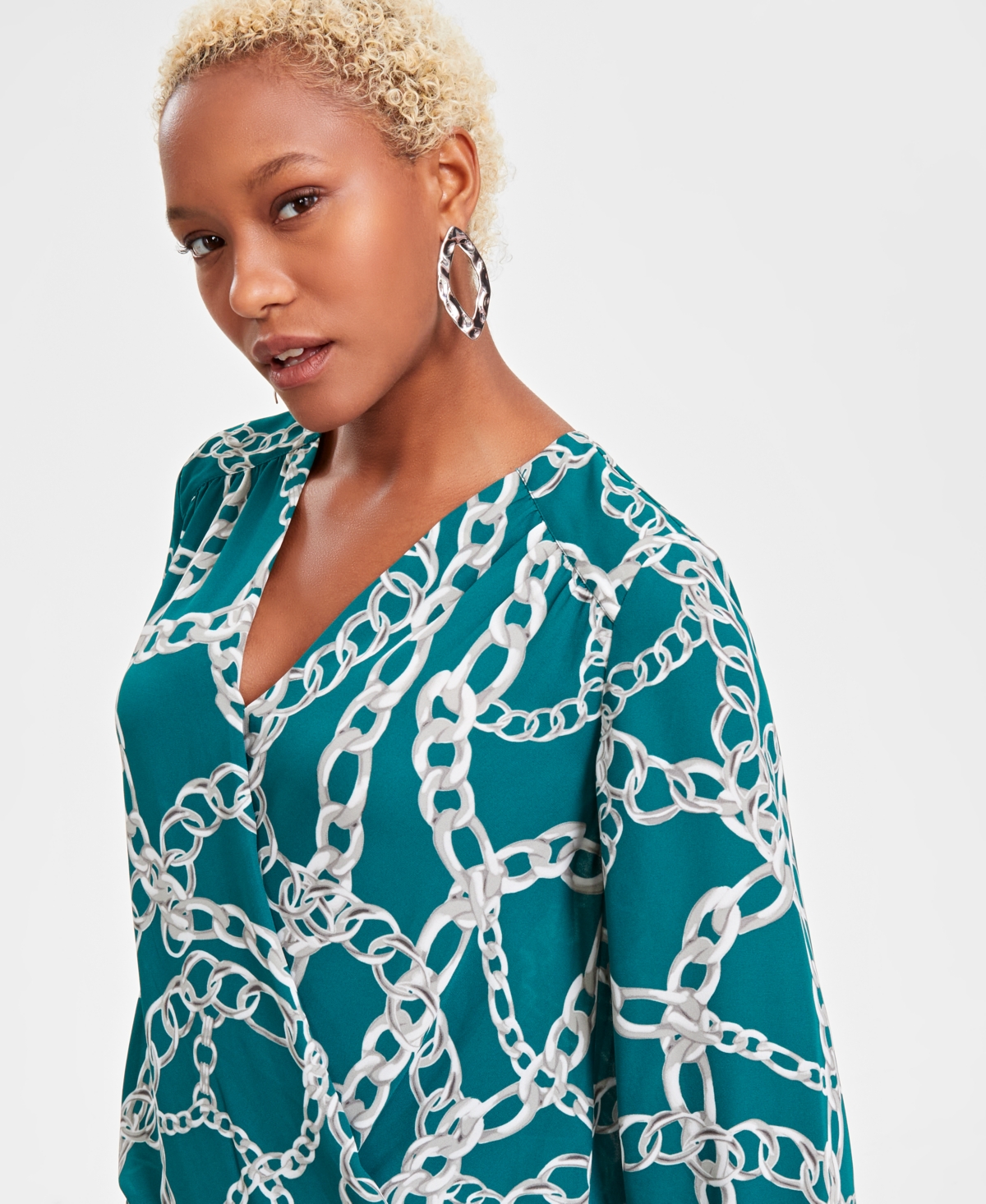 I.n.c. International Concepts Women's Printed Surplice Top, Xs-3X, Created for Macy's