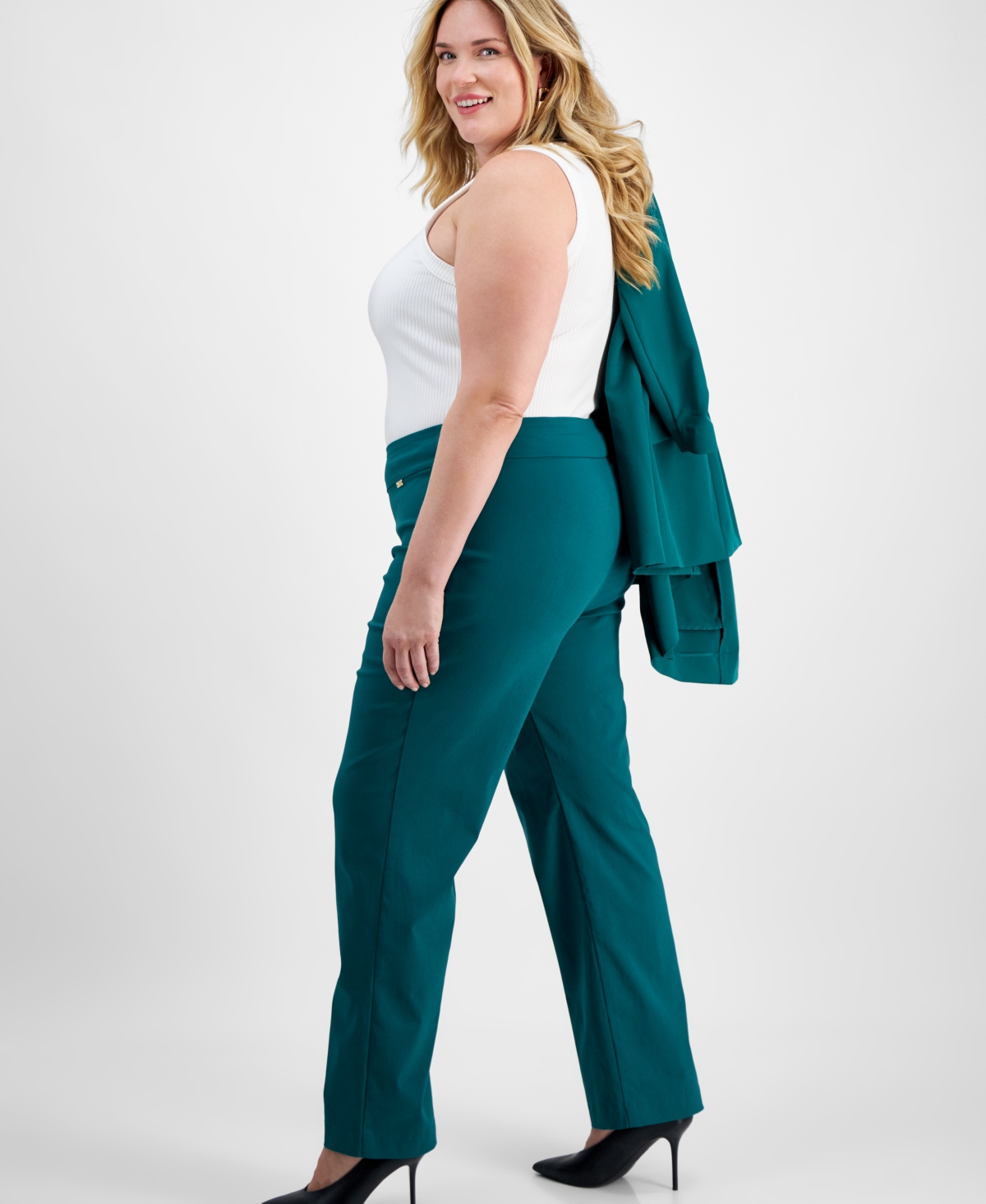 I.n.c. International Concepts Plus Size Mid-Rise Pull-On Straight-Leg Pants, Created for Macy's