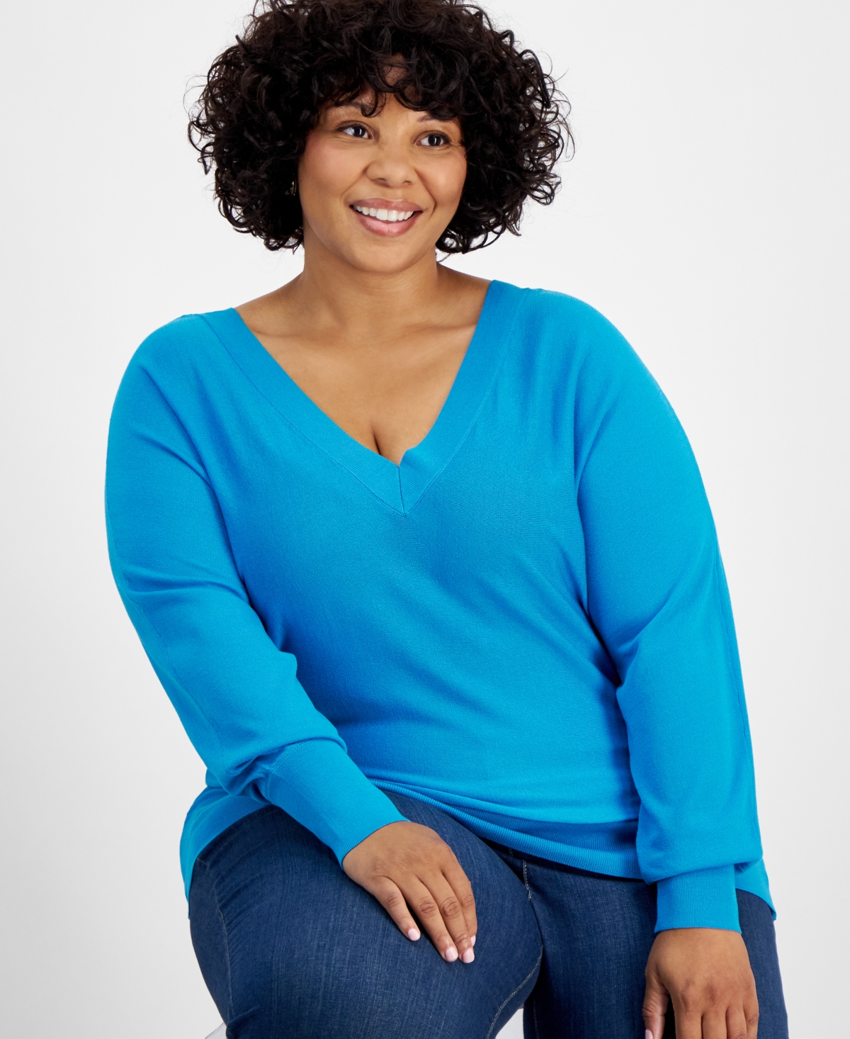 I.n.c. International Concepts Plus Size V-Neck Dolman-Sleeve Top, Created for Macy's
