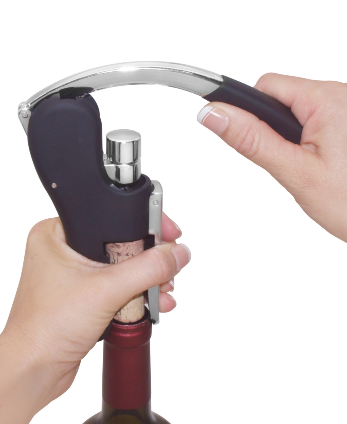 Shop Oggi Lever Action Ss Corkscrew Wine Bottle Opener In Black
