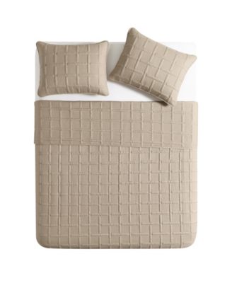 Solid Square 3-Piece Quilt Set, King