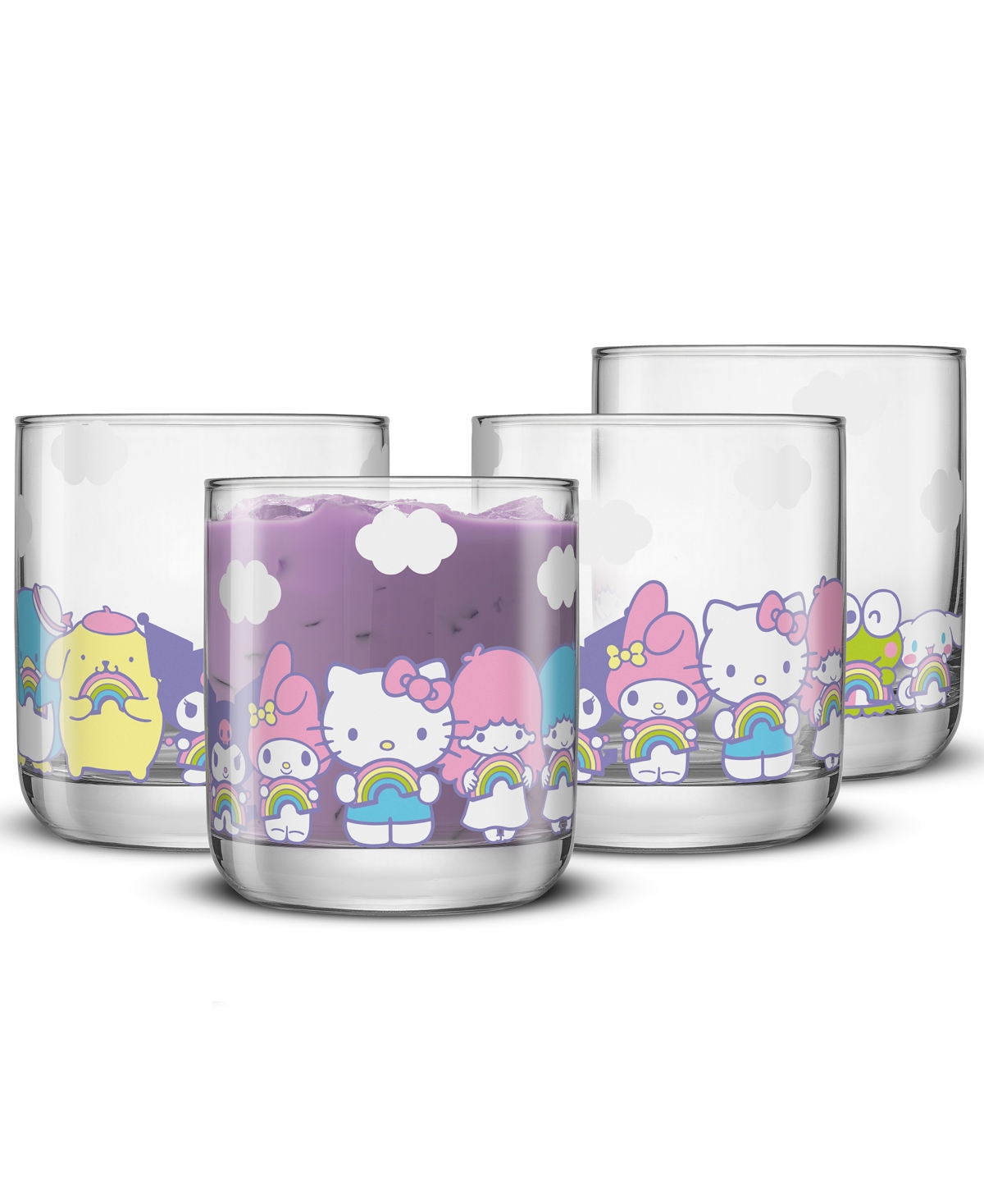 JOYJOLT SANRIO HELLO KITTY SHORT GLASSES, SET OF 4 