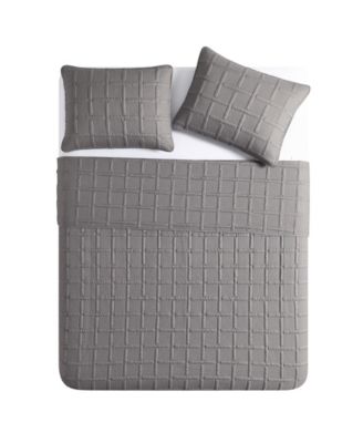 Solid Square 3-Piece Quilt Set, King