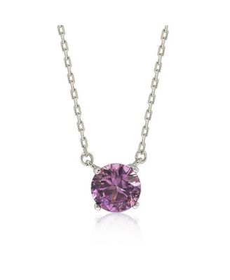Suzy Levian Sterling Silver Sapphire Solitaire Necklace