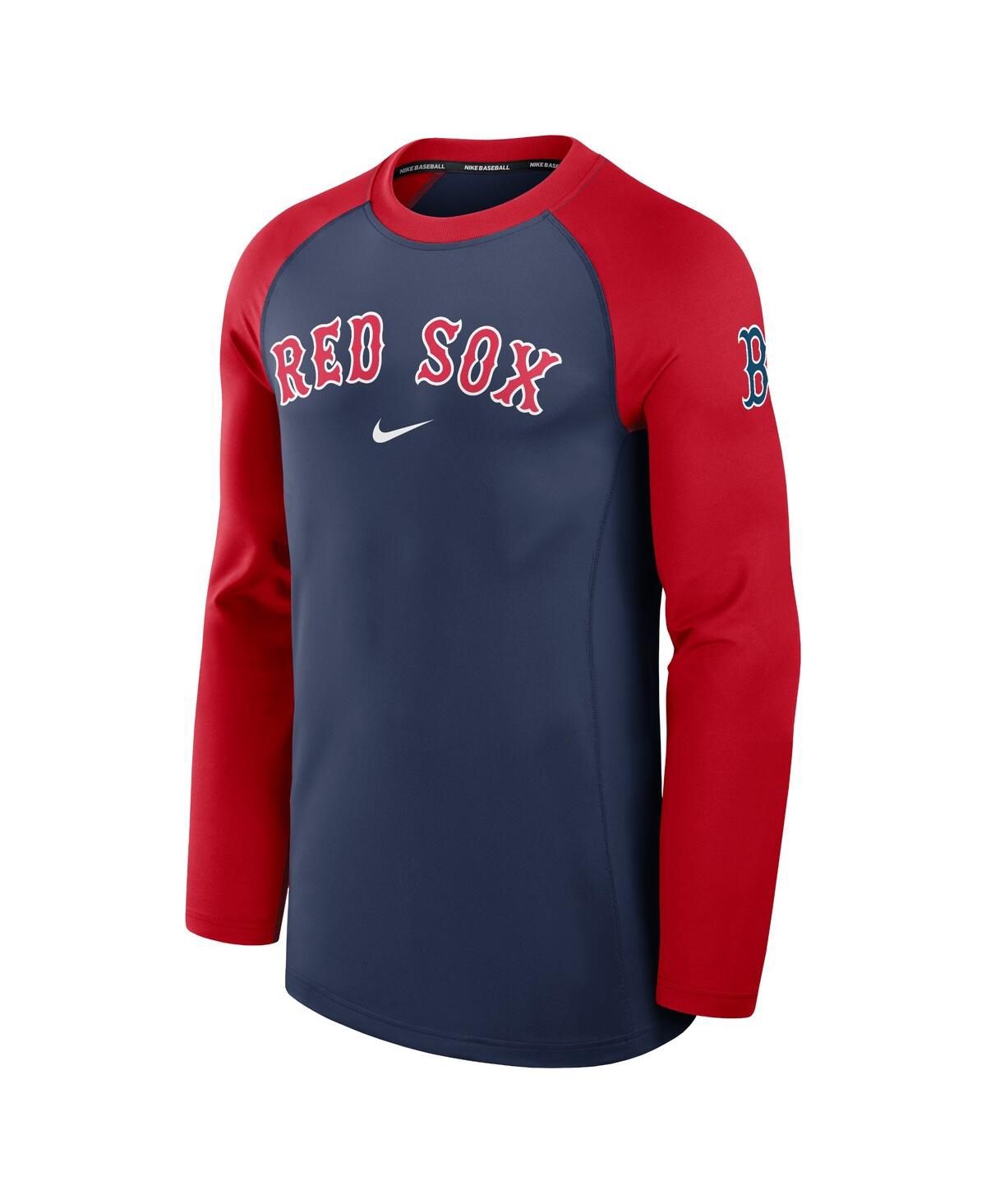 Nike Men'sBoston Red Sox Authentic Collection Game Time Raglan Performance Long Sleeve T-Shirt - Navy, Red